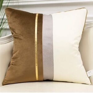 Coffee Brown and Cream Throw Pillow Cover